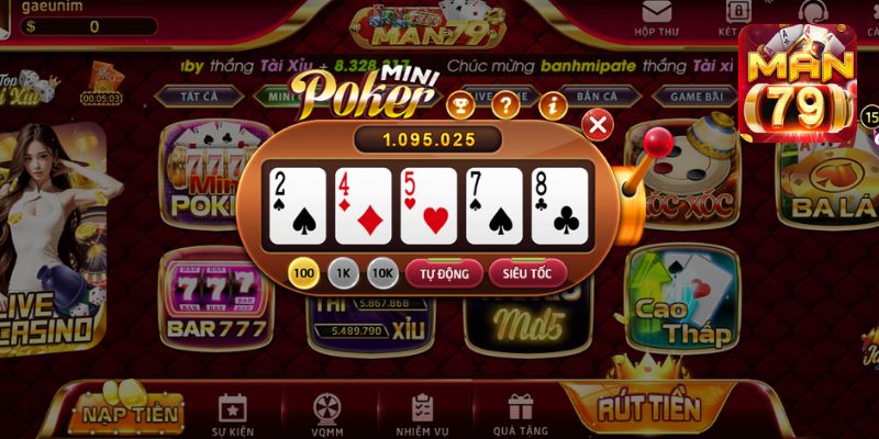 Tựa game nổ hũ được lấy cảm hứng từ Poker phổ biến
